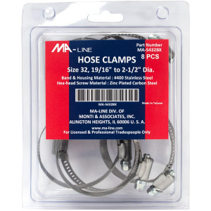 MA-Line MA-5432BX Abrazadera 1-9/16pulg a 2-1/2pulg Diametro. Numero 32. Combo Hex (10 x Bolsa) MA-Line MA-5432BX Abrazadera 1-9/16pulg a 2-1/2pulg Diametro. Numero 32. Combo Hex (10 x Bolsa)