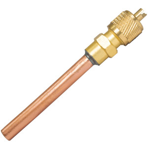 Appli Parts APVS-14142 1/4 in SAE Access Schrader Valve x 1/4 ODF x 2 in Copper Stem with Valve Core and Cap with gasket and core remover for AC and refrigeration systems  Appli Parts APVS-14142 1/4 in SAE Access Schrader Valve x 1/4 ODF x 2 in Copper Stem with Valve Core and Cap with gasket and core remover for AC and refrigeration systems