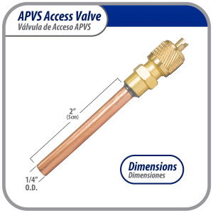 Appli Parts APVS-14142 1/4 in SAE Access Schrader Valve x 1/4 ODF x 2 in Copper Stem with Valve Core and Cap with gasket and core remover for AC and refrigeration systems  Appli Parts APVS-14142 1/4 in SAE Access Schrader Valve x 1/4 ODF x 2 in Copper Stem with Valve Core and Cap with gasket and core remover for AC and refrigeration systems