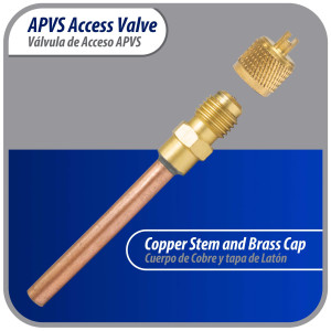Appli Parts APVS-14142 1/4 in SAE Access Schrader Valve x 1/4 ODF x 2 in Copper Stem with Valve Core and Cap with gasket and core remover for AC and refrigeration systems  Appli Parts APVS-14142 1/4 in SAE Access Schrader Valve x 1/4 ODF x 2 in Copper Stem with Valve Core and Cap with gasket and core remover for AC and refrigeration systems