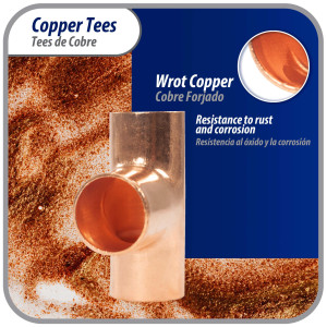 Appli Parts AP-T058 5/8 pulg Tee de Cobre Conexiones CxCxC soldadas para aplicaciones de refrigeracion, aire acondicionado y plomeria Tuberia de Cobre ACR y Tipo L