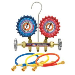 Uniweld QAL3SM-1 Manifold Compatible with R12, R22, R134a, 3 ft Hoses Psi-Kg/cm2-Farenheit