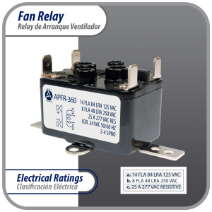 Appli Parts APFR-360 90-360, 24 VAC Coil, Heavy Duty Switching Fan Relay,SPST, Normally Open, AC and heating Furnace blower relay Universal fit multi position bracket Appli Parts APFR-360 90-360, 24 VAC Coil, Heavy Duty Switching Fan Relay,SPST, Normally Open, AC and heating Furnace blower relay Universal fit multi position bracket