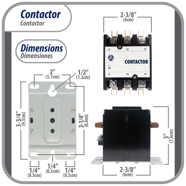 Appli Parts APAC-32024 Contactor 3 Polos 20A 24V Bobina Repuesto para Compresores de CA y Aplicaciones Electricas Certificacion UL E476929 de Trabajo Pesado Appli Parts APAC-32024 Contactor 3 Polos 20A 24V Bobina Repuesto para Compresores de CA y Aplicaciones Electricas Certificacion UL E476929 de Trabajo Pesado