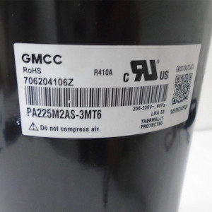 GMCC Compressor Fixed Speed 24.000 Btu 220v/60hz/1ph Compatible with R410A, PA225M2AS-3MT6 11103010002550
Fits: ecox EAEM024C11B Midea PAC24337