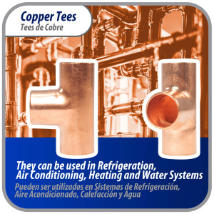 Appli Parts AP-T038 3/8 in Wrot Copper Tee CxCxC connections for refrigeration, air conditioning and plumbing applications ACR and Type L copper pipe Appli Parts AP-T038 3/8 in Wrot Copper Tee CxCxC connections for refrigeration, air conditioning and plumbing applications ACR and Type L copper pipe