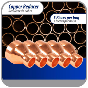 Appli Parts AP-R138058 Reductor de Cobre de 1-3/8x5/8 pulg Conexiones CxC soldadas para aplicaciones de refrigeracion, aire acondicionado y plomeria Tuberia de cobre ACR y Tipo L