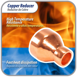 Appli Parts AP-R138058 Reductor de Cobre de 1-3/8x5/8 pulg Conexiones CxC soldadas para aplicaciones de refrigeracion, aire acondicionado y plomeria Tuberia de cobre ACR y Tipo L