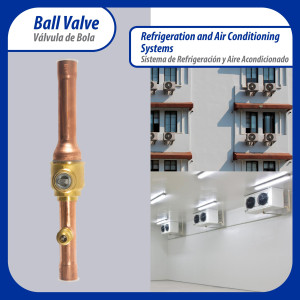 Appli Parts APBV-012 1/2 in Shut Off Ball Valve ODF Universal Replacement 610 psi (4.2 Mpa) max pressure -22 F to 248 F work temperature with 1/4 in SAE service port, with 6-1/2 in overall length