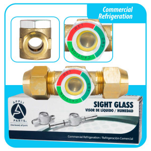 Appli Parts APSG-58 5/8 in Sight Glass and liquid moisture indicator Flare connections with take-apart Body for HVAC/R installations suitable for CFC HCFC HFC refrigerants Appli Parts APSG-58 5/8 in Sight Glass and liquid moisture indicator Flare connections with take-apart Body for HVAC/R installations suitable for CFC HCFC HFC refrigerants
