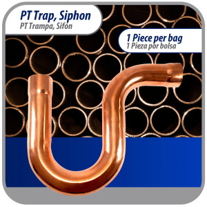 Appli Parts AP-PT138 1-3/8 in Wrot Copper Suction P-Trap ODF CxC connections for refrigeration, air conditioning and plumbing applications ACR and Type L copper pipe