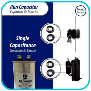 Appli Parts Run Capacitor for ac 60 Mfd uF (microfarads) 370 VAC or 450 VAC CBB65 Round Universal fit for hvac and other applications 5-7/16 in High 2 in Wide CON-60-450 Appli Parts Run Capacitor for ac 60 Mfd uF (microfarads) 370 VAC or 450 VAC CBB65 Round Universal fit for hvac and other applications 5-7/16 in High 2 in Wide CON-60-450