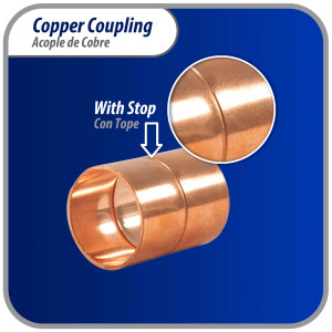 Appli Parts AP-A078 7/8 in Wrot Copper Coupling fitting CxC Sweat connections for refrigeration, air conditioning and plumbing applications ACR and Type L copper pipe  Appli Parts AP-A078 7/8 in Wrot Copper Coupling fitting CxC Sweat connections for refrigeration, air conditioning and plumbing applications ACR and Type L copper pipe