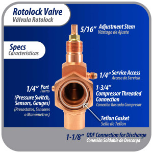 Appli Parts APRV-VA02 Rotolock Valve V02 1-3/4 in x 1-1/8 in ODF solder connection Universal replacement valve will work for refrigeration and air conditioning systems Appli Parts APRV-VA02 Rotolock Valve V02 1-3/4 in x 1-1/8 in ODF solder connection Universal replacement valve will work for refrigeration and air conditioning systems