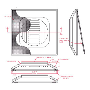 Steel Perforated Diffuser 24 x 24 x 12 in Neck with Insulation DPA12 Vermont Steel Perforated Diffuser 24 x 24 x 12 in Neck with Insulation DPA12 Vermont