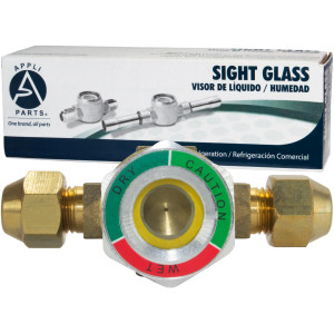 Appli Parts APSG-14 1/4 in Sight Glass and liquid moisture indicator Flare connections with take-apart Body for HVAC/R installations suitable for CFC HCFC HFC refrigerants Appli Parts APSG-14 1/4 in Sight Glass and liquid moisture indicator Flare connections with take-apart Body for HVAC/R installations suitable for CFC HCFC HFC refrigerants