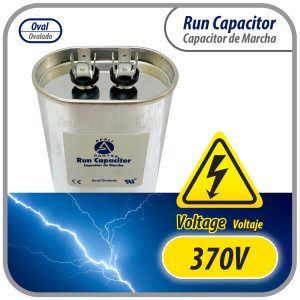 Appli Parts Run Capacitor for ac 60 Mfd uF (microfarads) 370VAC CBB65 Oval Universal fit for hvac and other applications 2-3/4in Wide 1-3/4in Depth 4-1/2in High CON-60-370
