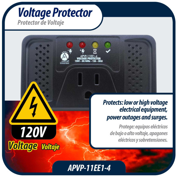 Appli Parts APVP-11EE1-4 120 V Voltage Surge Protector for Refrigerators with Digital Boards, 50/60 Hz, 12 A, 303 joules, regulator with time delay works with all appliance brands Appli Parts APVP-11EE1-4 120 V Voltage Surge Protector for Refrigerators with Digital Boards, 50/60 Hz, 12 A, 303 joules, regulator with time delay works with all appliance brands