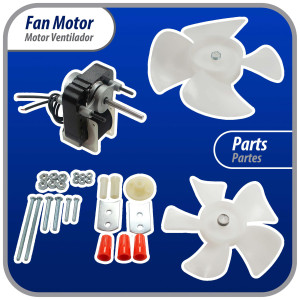 Appli Parts APFM-672 1/130 Hp Fan Motor, 220 V, 50/60 Hz, 3000 rpm, Reversible rotation, Universal Fan Motor Kit, Shaft 3/16 in by 1-1/4 in long includes 2 Fan Blades 4 and 5.5 in, UL, NUV-672, SM672