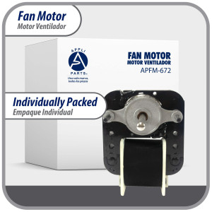 Appli Parts APFM-672 1/130 Hp Fan Motor, 220 V, 50/60 Hz, 3000 rpm, Reversible rotation, Universal Fan Motor Kit, Shaft 3/16 in by 1-1/4 in long includes 2 Fan Blades 4 and 5.5 in Certified UL E479056 Replaces NUV-672, SM672 Appli Parts APFM-672 1/130 Hp Fan Motor, 220 V, 50/60 Hz, 3000 rpm, Reversible rotation, Universal Fan Motor Kit, Shaft 3/16 in by 1-1/4 in long includes 2 Fan Blades 4 and 5.5 in Certified UL E479056 Replaces NUV-672, SM672