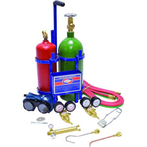 Uniweld KCHCT Welding Outfit Capn Hook Includes: Welding Handle / Brazing Tips / Oxygen and Acetylene Regulator / Twin Hose / Goggles / Flint Lighter / Tank Key / Carrying Stand and Tanks Uniweld KCHCT Welding Outfit Capn Hook Includes: Welding Handle / Brazing Tips / Oxygen and Acetylene Regulator / Twin Hose / Goggles / Flint Lighter / Tank Key / Carrying Stand and Tanks