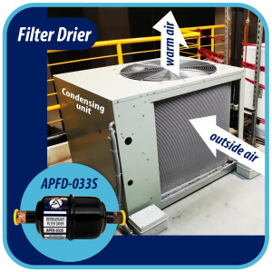 Appli Parts APFD-033S 3/8 in Liquid Line Refrigerant AC Filter Drier hvac Refrigeration 033S ODF Sweat Solder connection universal unidirectional 4-1/2 in long 1-3/4 in wide Appli Parts APFD-033S 3/8 in Liquid Line Refrigerant AC Filter Drier hvac Refrigeration 033S ODF Sweat Solder connection universal unidirectional 4-1/2 in long 1-3/4 in wide