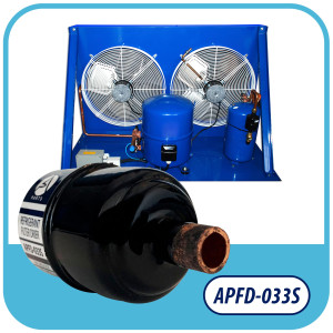 Appli Parts APFD-033S 3/8 in Liquid Line Refrigerant AC Filter Drier hvac Refrigeration 033S ODF Sweat Solder connection universal unidirectional 4-1/2 in long 1-3/4 in wide Appli Parts APFD-033S 3/8 in Liquid Line Refrigerant AC Filter Drier hvac Refrigeration 033S ODF Sweat Solder connection universal unidirectional 4-1/2 in long 1-3/4 in wide