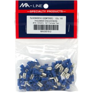MA-Line MA03019-2 Conector Rapido Acampanado con Aislamiento de Vinilo Hembra 16-14, 187 TAB. Bolsa de 100 MA-Line MA03019-2 Conector Rapido Acampanado con Aislamiento de Vinilo Hembra 16-14, 187 TAB. Bolsa de 100