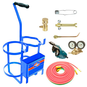 Uniweld KC100FC Welding Outfit Includes: Welding Handle / Brazing Tip / Oxygen and Acetylene Regulator / Twin Hose / Goggles / Flint Lighter / Carrying Stand / No Tanks Included Uniweld KC100FC Welding Outfit Includes: Welding Handle / Brazing Tip / Oxygen and Acetylene Regulator / Twin Hose / Goggles / Flint Lighter / Carrying Stand / No Tanks Included
