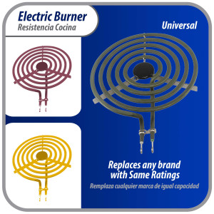 MP21YA Appli Parts Parts Surface Burner Heating Element 5 Turns, 8 in, 2100 W, 240 V, Compatible with Whirlpool 8053268, 9761345, 8053268, 9761345, 4165352, 4389732, 4163771, 877983, 879066, TS5W8221SS