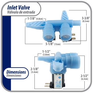 Appli Parts APIV-2112 WH13X10024 inlet water valve for washing machine 2 x 3/4 NPT Inlet 1 x 1/2 outlet 110-120 V 50/60 Hz Universal replacement for General Electric and other brands  Appli Parts APIV-2112 WH13X10024 inlet water valve for washing machine 2 x 3/4 NPT Inlet 1 x 1/2 outlet 110-120 V 50/60 Hz Universal replacement for General Electric and other brands