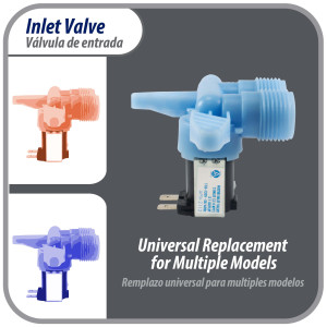 Appli Parts APIV-2112 WH13X10024 inlet water valve for washing machine 2 x 3/4 NPT Inlet 1 x 1/2 outlet 110-120 V 50/60 Hz Universal replacement for General Electric and other brands  Appli Parts APIV-2112 WH13X10024 inlet water valve for washing machine 2 x 3/4 NPT Inlet 1 x 1/2 outlet 110-120 V 50/60 Hz Universal replacement for General Electric and other brands