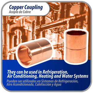 Appli Parts AP-A012B10 1/2 in Wrot Copper Coupling fitting CxC Sweat connections for refrigeration, air conditioning and plumbing applications ACR and Type L copper pipe (10 x Bag)

