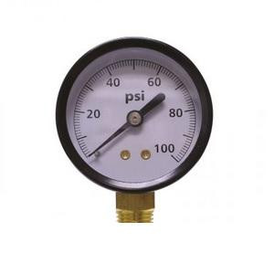 Uniweld Utility Gauge 2 in Diameter Black Plastic Case Bottom Mount 100 PSI with 1lb increments GP213-5