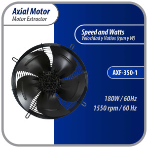 Appli Parts AXF-350-1 13-3/4 in Axial Fan Motor Guard Mounted Fan Blade 115V, 1 Ph, 50-60 Hz, 180W, 1550 rpm, Universal replacement for Cold Room Evaporators, Condensing Units, Work Temp -22F to 140F