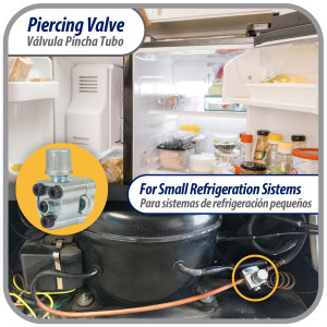 Appli Parts APT-PV210 1/4, 5/16, 3/8 in Bullet Piercing Valve kit with tube size adapters and gasket for small refrigeration systems with 1/4 in SAE Service Port Appli Parts APT-PV210 1/4, 5/16, 3/8 in Bullet Piercing Valve kit with tube size adapters and gasket for small refrigeration systems with 1/4 in SAE Service Port