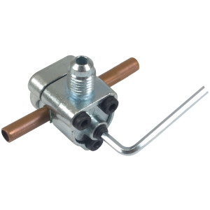 Appli Parts APT-PV210 1/4, 5/16, 3/8 in Bullet Piercing Valve kit with tube size adapters and gasket for small refrigeration systems with 1/4 in SAE Service Port Appli Parts APT-PV210 1/4, 5/16, 3/8 in Bullet Piercing Valve kit with tube size adapters and gasket for small refrigeration systems with 1/4 in SAE Service Port