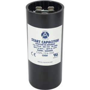 Appli Parts CON-124-250 Motor Start Capacitor 124-149 MFD uF, 250 VAC. Universal for Electric Motor Applications, 1.44 in Wide, 3.38 in Height