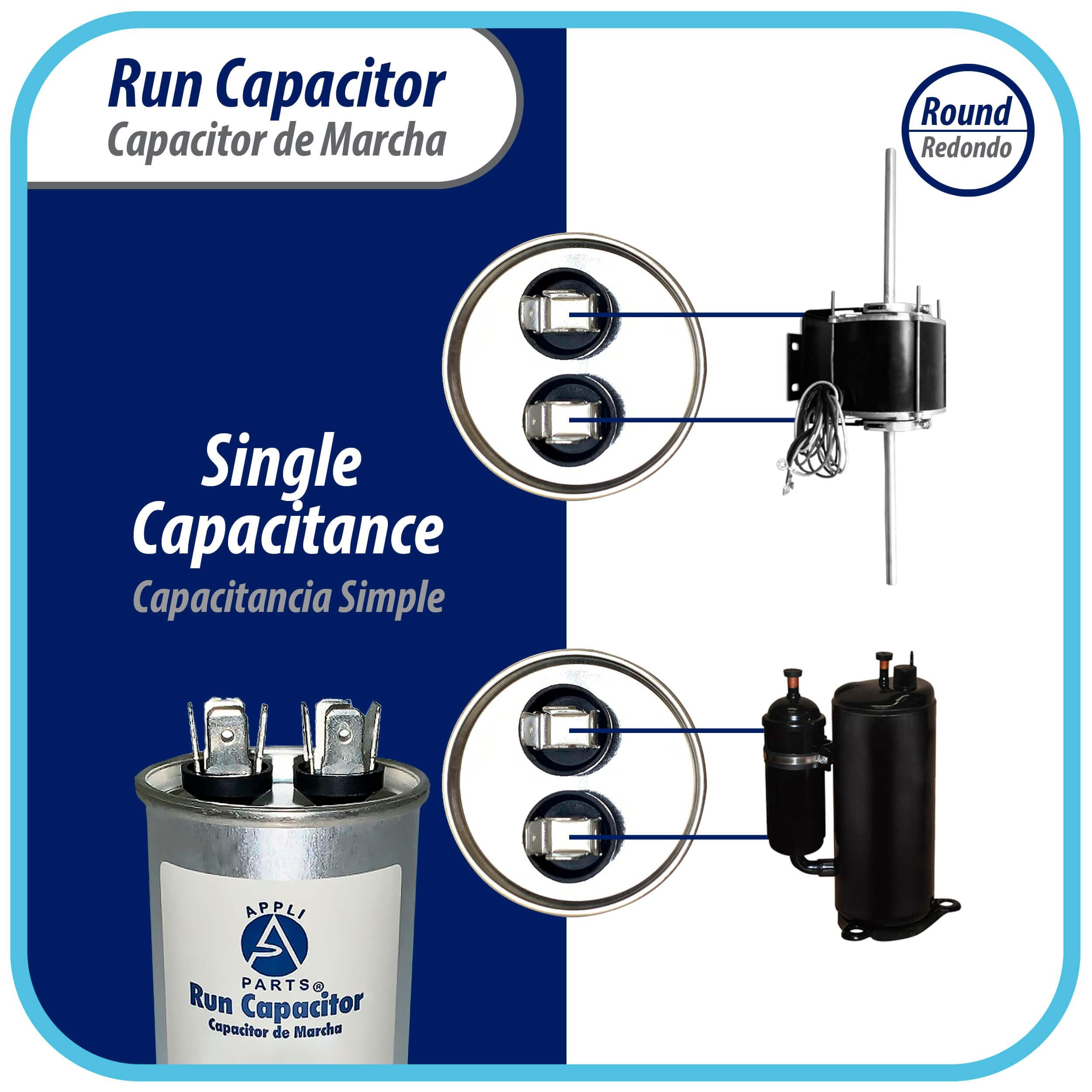 Condensador de funcionamiento de piezas de aplicación para CA 30 MFD UF (MICROFARADIOS) 370 VAC o 450 VAC CBB6 - Imagen 4 de 8