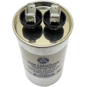 Appli Parts Run Capacitor for ac 30 Mfd uF (microfarads) 370 VAC or 450 VAC CBB65 Round Universal fit for hvac and other applications 3-7/8in High 1-3/4in Wide CON-30-450