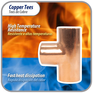 Appli Parts AP-T034B10 3/4pulg Tee de Cobre Conexiones CxCxC soldadas para aplicaciones de refrigeracion, aire acondicionado y plomeria Tuberia de Cobre ACR y Tipo L (10 x Bolsa)