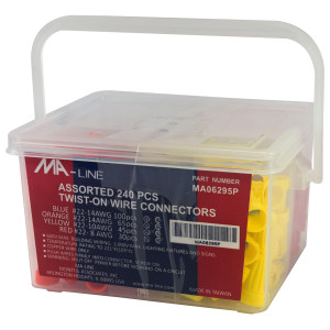 MA-Line MA06295P Assorted Twist on Wire Connectors 100 Blue, 65 Orange, 45 Yellow, 30 Red MA-Line MA06295P Assorted Twist on Wire Connectors 100 Blue, 65 Orange, 45 Yellow, 30 Red