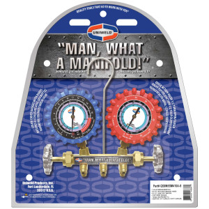 Uniweld QS8N5SM410A-8 Manometro Completo R410, R32, psi/bar, Centrigrados 2-V con Mangueras SMB Ez-Turn AB 5 pies