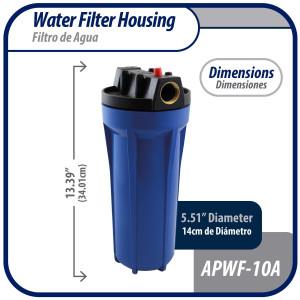 Appli Parts APWF-10A Water Filter 10 in Blue with 3/4 in Female Bronze Connector (Does not include the filter element) Appli Parts APWF-10A Water Filter 10 in Blue with 3/4 in Female Bronze Connector (Does not include the filter element)