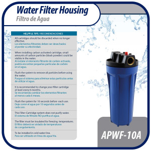 Appli Parts APWF-10A Water Filter 10 in Blue with 3/4 in Female Bronze Connector (Does not include the filter element) Appli Parts APWF-10A Water Filter 10 in Blue with 3/4 in Female Bronze Connector (Does not include the filter element)
