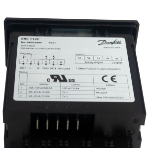 Danfoss 080G3494 ERC 112C Controlador Electronico de Refrigeracion, Refrigeradores Comerciales, Congeladores y Vitrinas con Puerta de Vidrio, 110/220 V, 4 Rele de Salida, 2 Entradas para Sensores No Incluidos