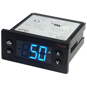 Danfoss ERC 112C Refrigeration Controller for Glass Door Merchandisers,  Commercial Fridges, Freezers, and Various Additional Applications 110/220V 4 Relay Output, 2 Temperature Sensors Not Included, Blue Display. Unprogrammed 080G3106, 080G3216, 080