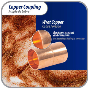 Appli Parts AP-A058 5/8 in Wrot Copper Coupling fitting CxC Sweat connections for refrigeration, air conditioning and plumbing applications ACR and Type L copper pipe Appli Parts AP-A058 5/8 in Wrot Copper Coupling fitting CxC Sweat connections for refrigeration, air conditioning and plumbing applications ACR and Type L copper pipe