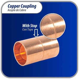 Appli Parts AP-A058 5/8 in Wrot Copper Coupling fitting CxC Sweat connections for refrigeration, air conditioning and plumbing applications ACR and Type L copper pipe Appli Parts AP-A058 5/8 in Wrot Copper Coupling fitting CxC Sweat connections for refrigeration, air conditioning and plumbing applications ACR and Type L copper pipe