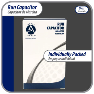 Appli Parts Run Capacitor for ac 5 Mfd uF (microfarads) 370 VAC or 450 VAC CBB65 Oval Universal fit for hvac and other applications 2-3/4in H 1-3/8in W 2-1/8in L CON-5-450-O Appli Parts Run Capacitor for ac 5 Mfd uF (microfarads) 370 VAC or 450 VAC CBB65 Oval Universal fit for hvac and other applications 2-3/4in H 1-3/8in W 2-1/8in L CON-5-450-O